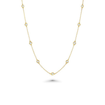 16 Stone Diamond By The Yard Necklace, Bezel Set Diamond Station Necklace (1.50 ct.) in 14K Gold