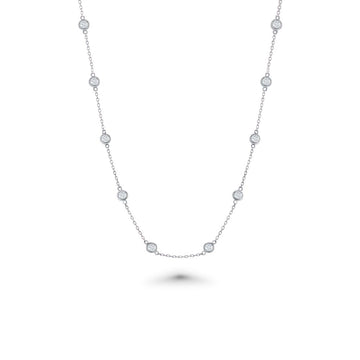 16 Stone Diamond By The Yard Necklace, Bezel Set Diamond Station Necklace (2.00 ct.) in 18K Gold