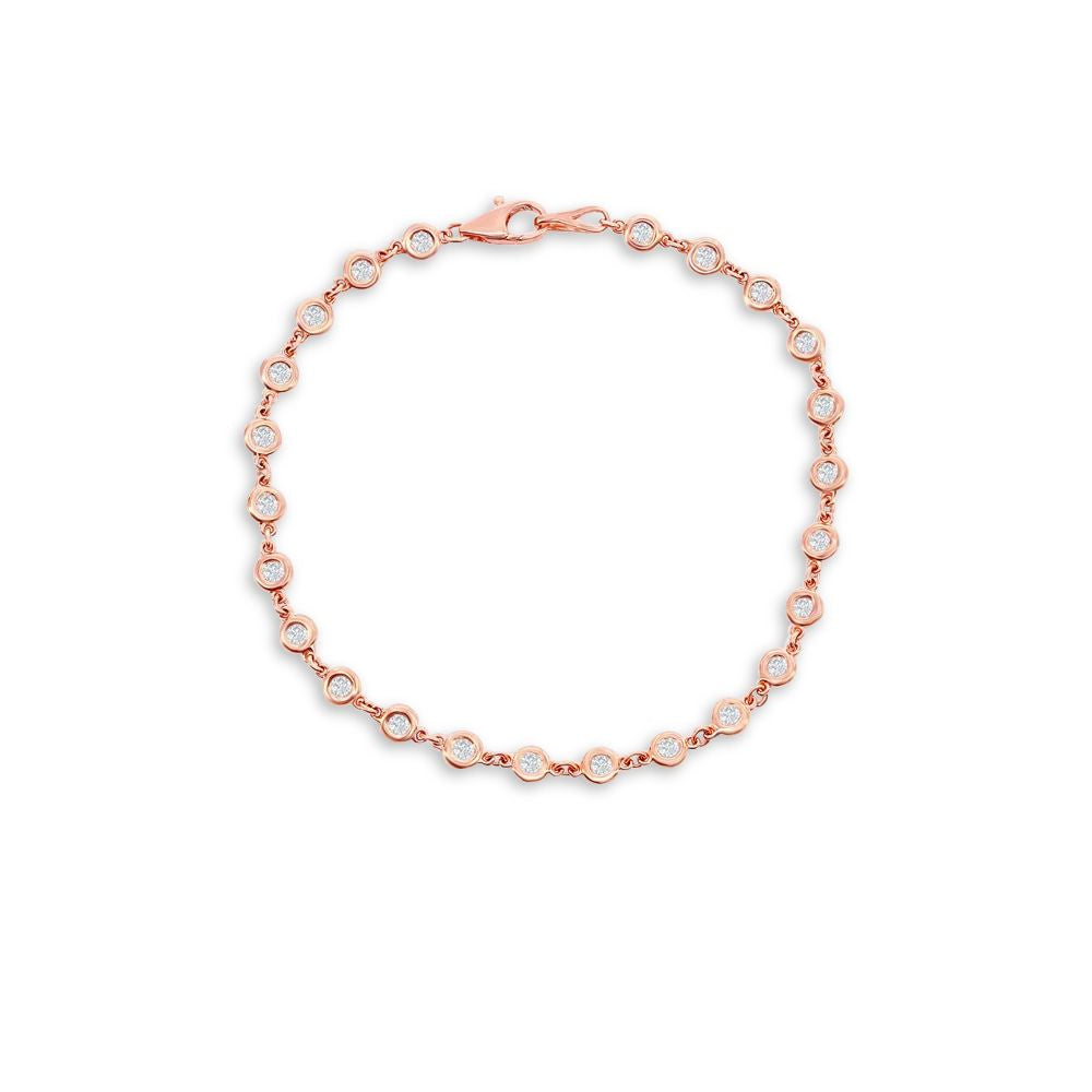 24 Stone Diamond By The Yard Bracelet (0.75 ct.) Bezel Set in 14K Gold