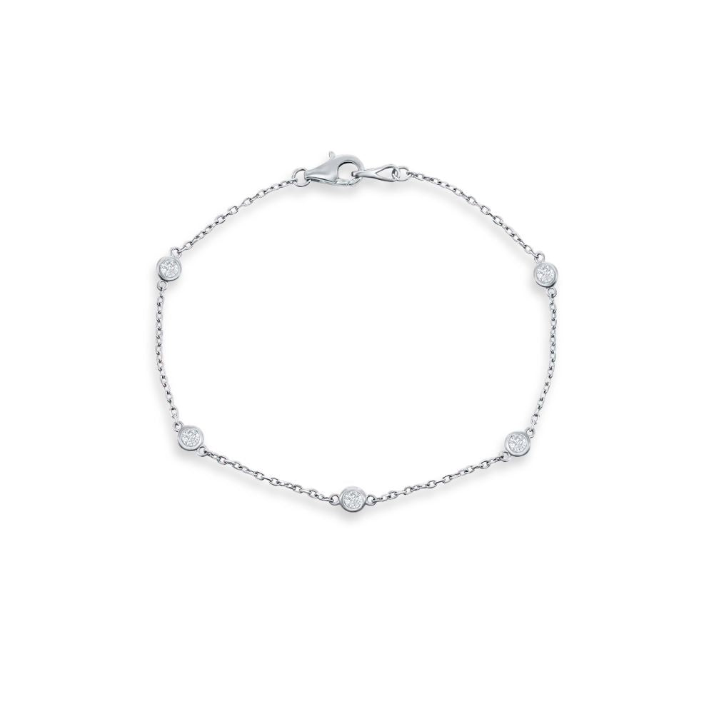 5 Stone Diamond By The Yard Bracelet (0.36 ct.) Bezel Set in 14K Gold