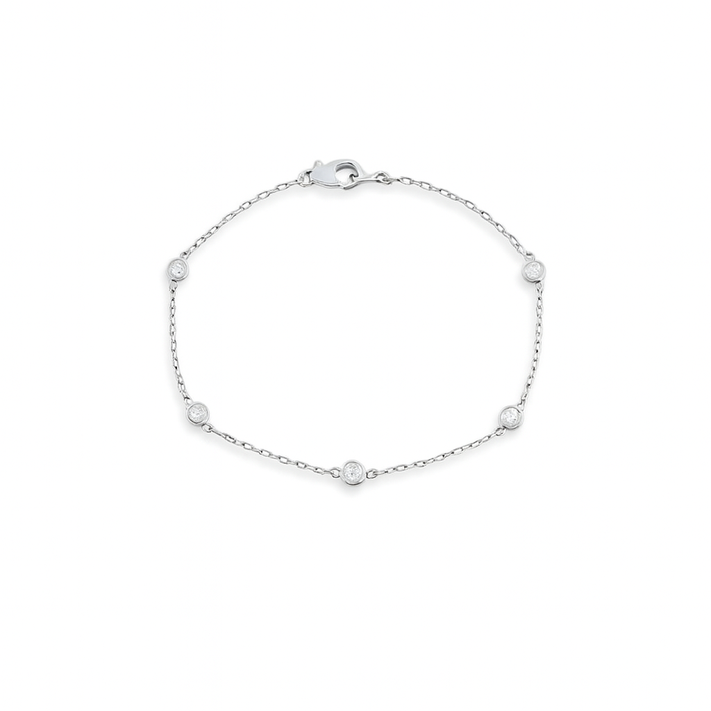 5 Stone Diamond By The Yard Bracelet (0.65 ct.) Bezel Set in 14K Gold