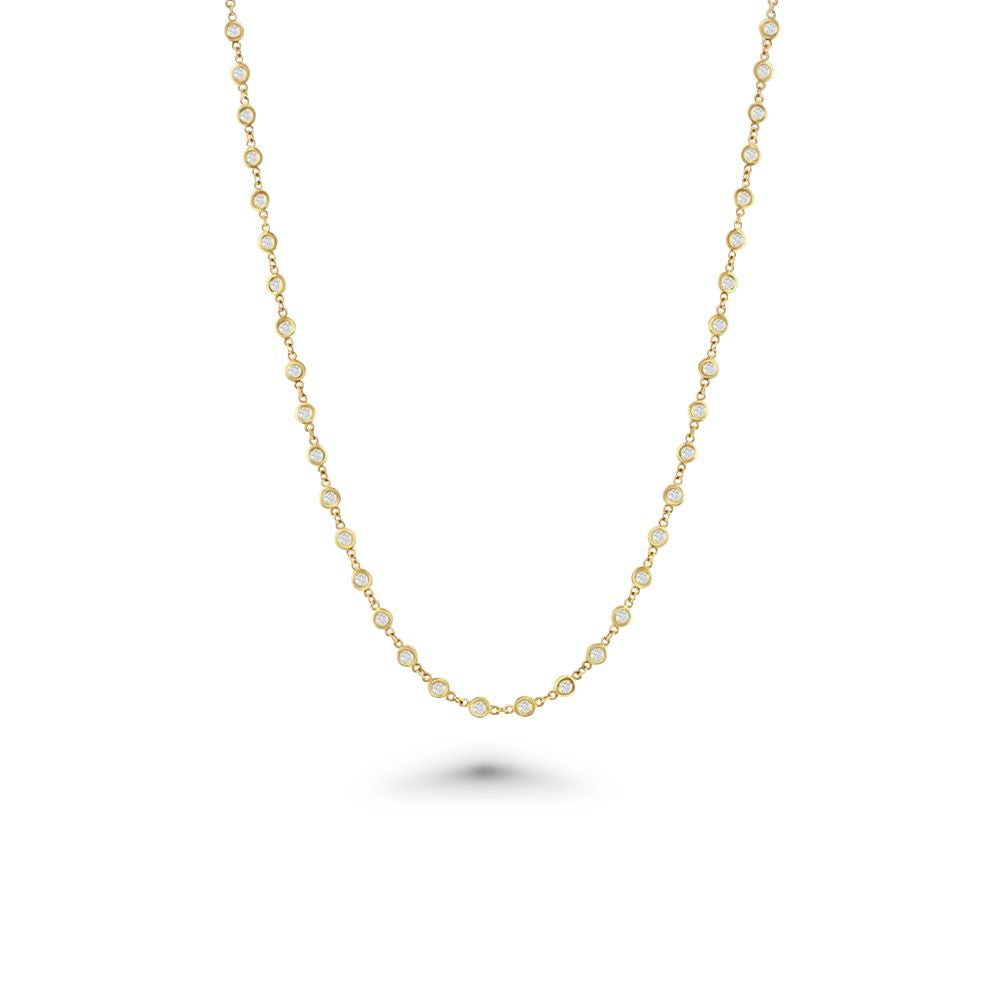 61 Stone Diamond By The Yard Necklace, Bezel Set Diamond Station Necklace (2.25 ct.) in 14K Gold