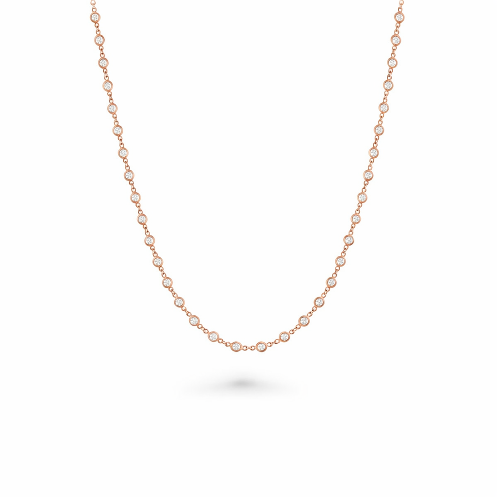61 Stone Diamond By The Yard Necklace, Bezel Set Diamond Station Necklace (2.25 ct.) in 14K Gold