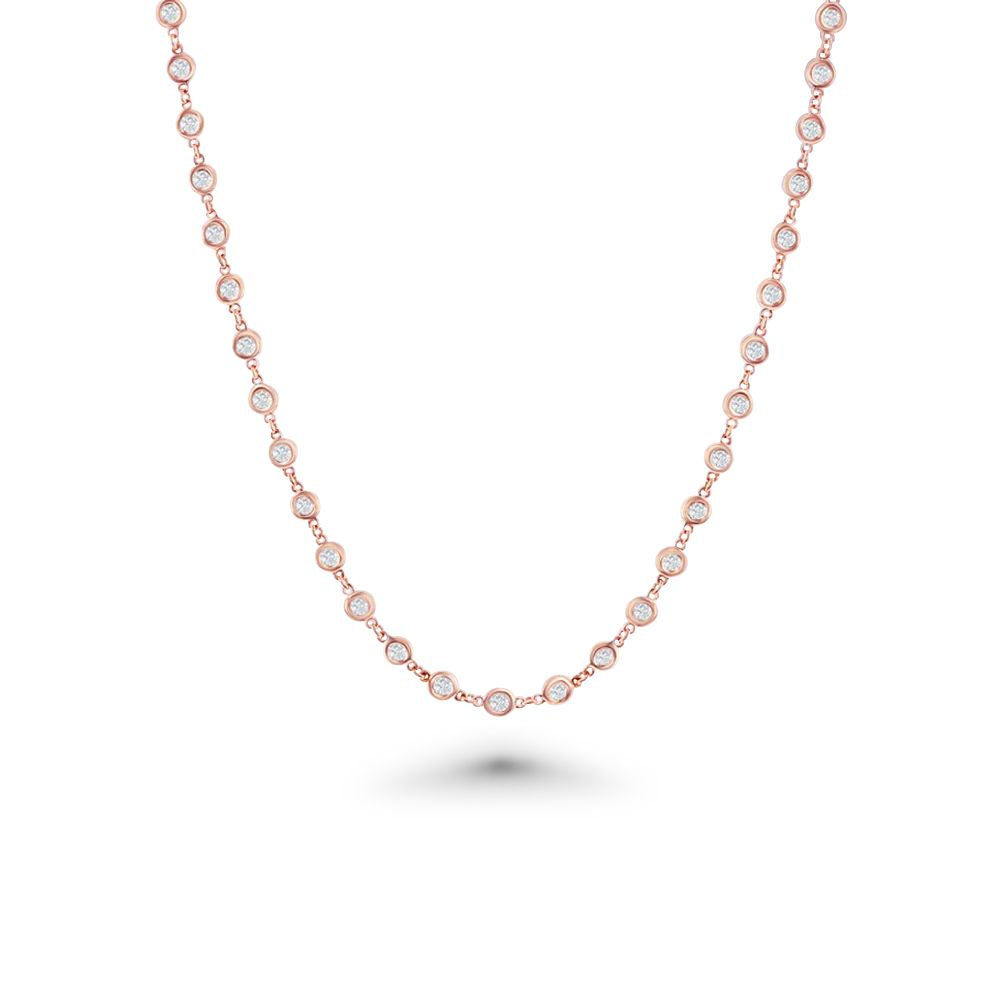 66 Stone Diamond By The Yard Necklace, Bezel Set Diamond Station Necklace (2.25 ct.) in 14K Gold