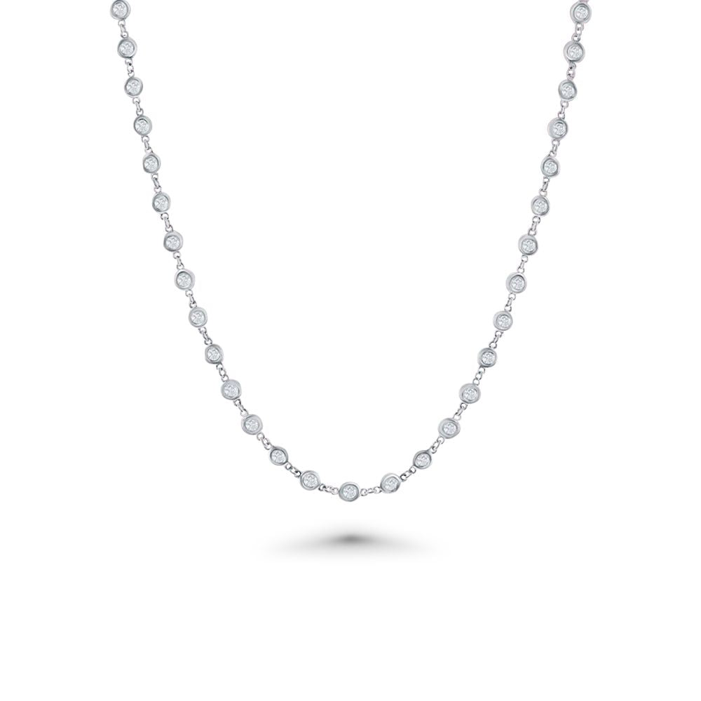 66 Stone Diamond By The Yard Necklace, Bezel Set Diamond Station Necklace (3.00 ct.) in 14K Gold