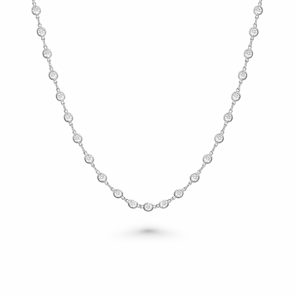 66 Stone Diamond By The Yard Necklace, Bezel Set Diamond Station Necklace (2.25 ct.) in 14K Gold