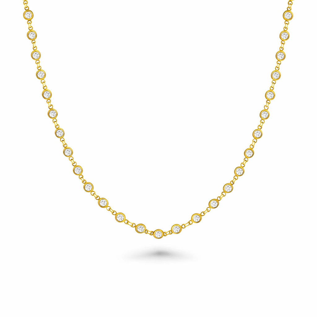 66 Stone Diamond By The Yard Necklace, Bezel Set Diamond Station Necklace (3.00 ct.) in 14K Gold