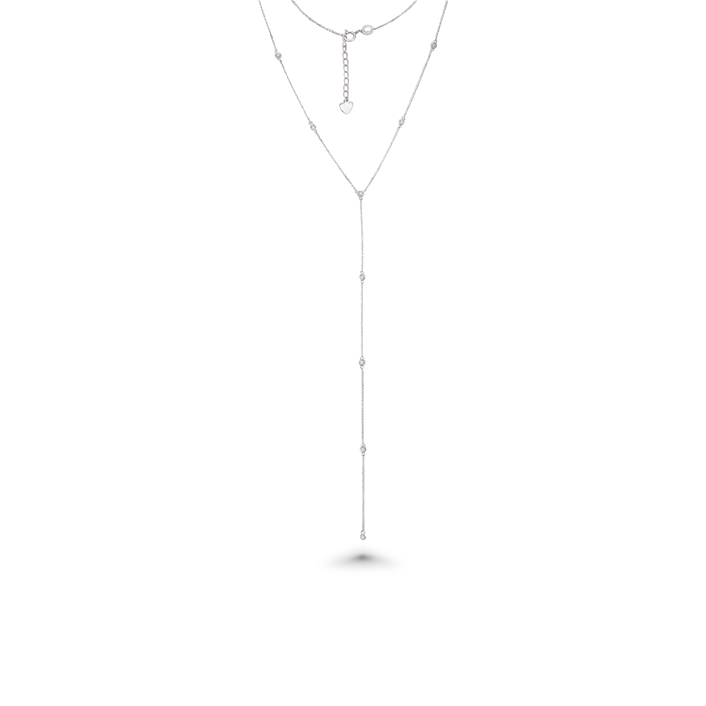 9 Stones Diamond By The Yard Lariat Necklace (0.30 ct.) Bezel Set in 14K Gold