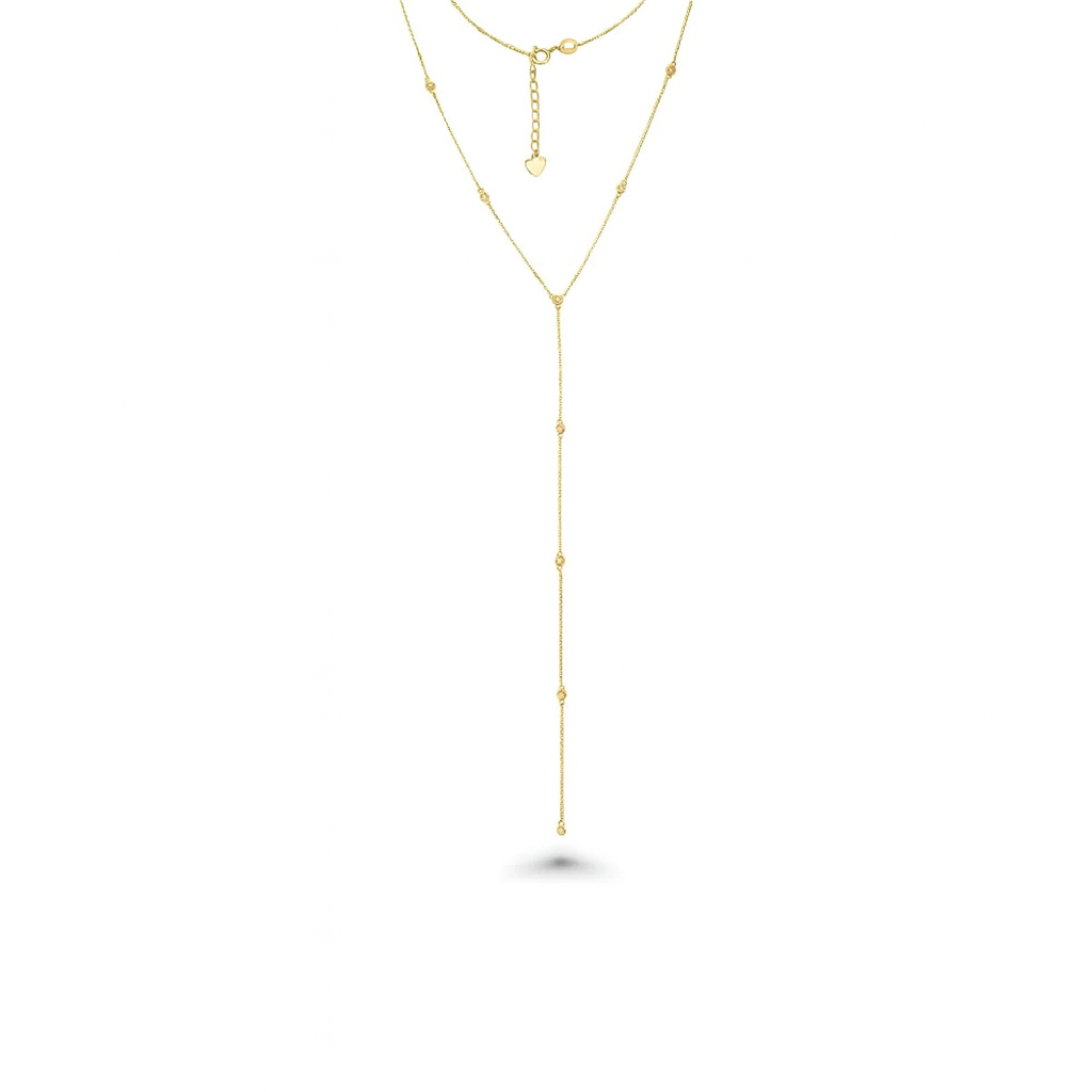 9 Stones Diamond Station Lariat Necklace (0.30 ct.) Bezel Set in 14K Gold