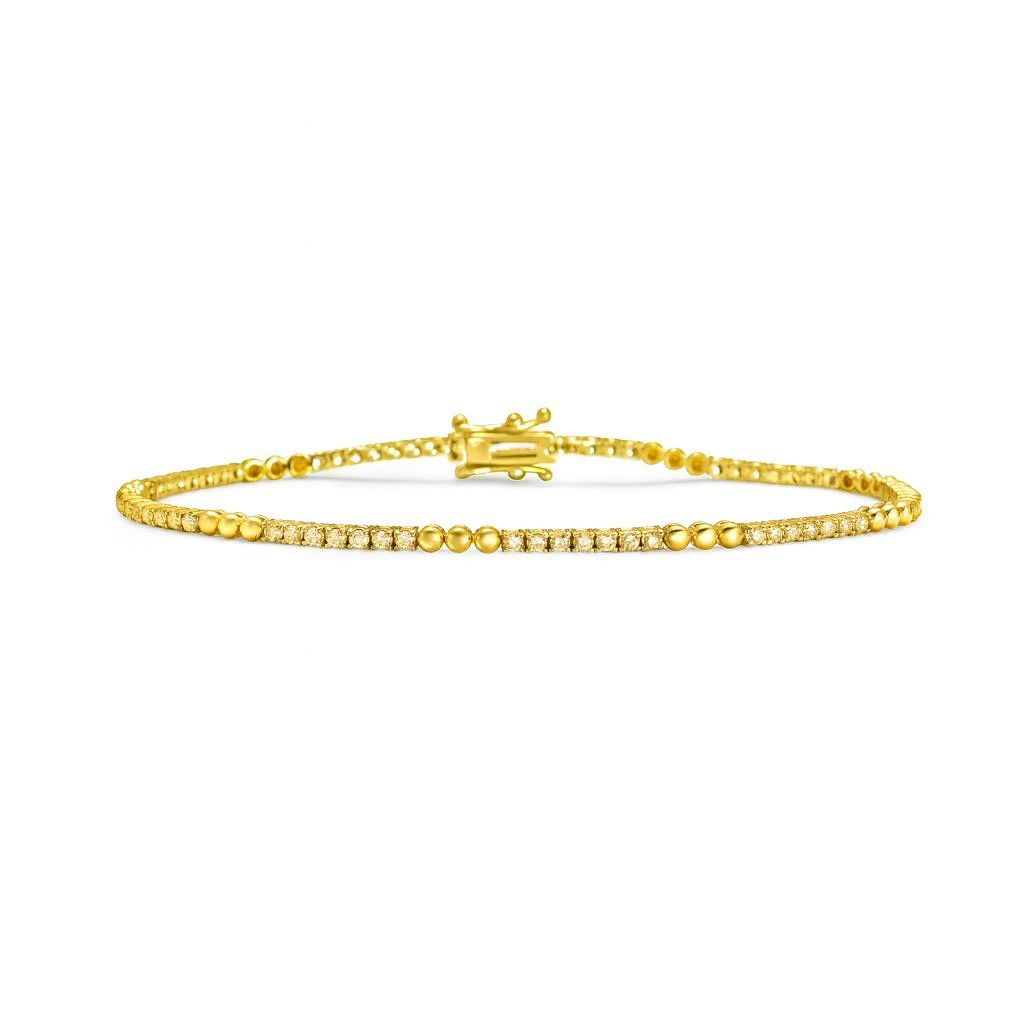 Two-Tone Beaded Station Diamond Tennis Bracelet (1.00 ct.) in 14K Gold