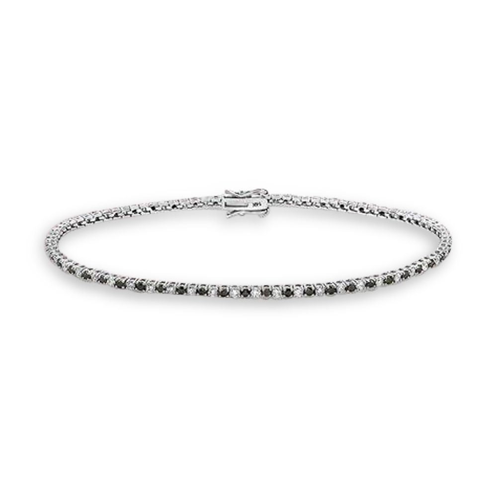 Alternate Black & White Diamond Tennis Bracelet (2.00 ct.) 2.00 mm 4-Prongs Setting in 14K Gold