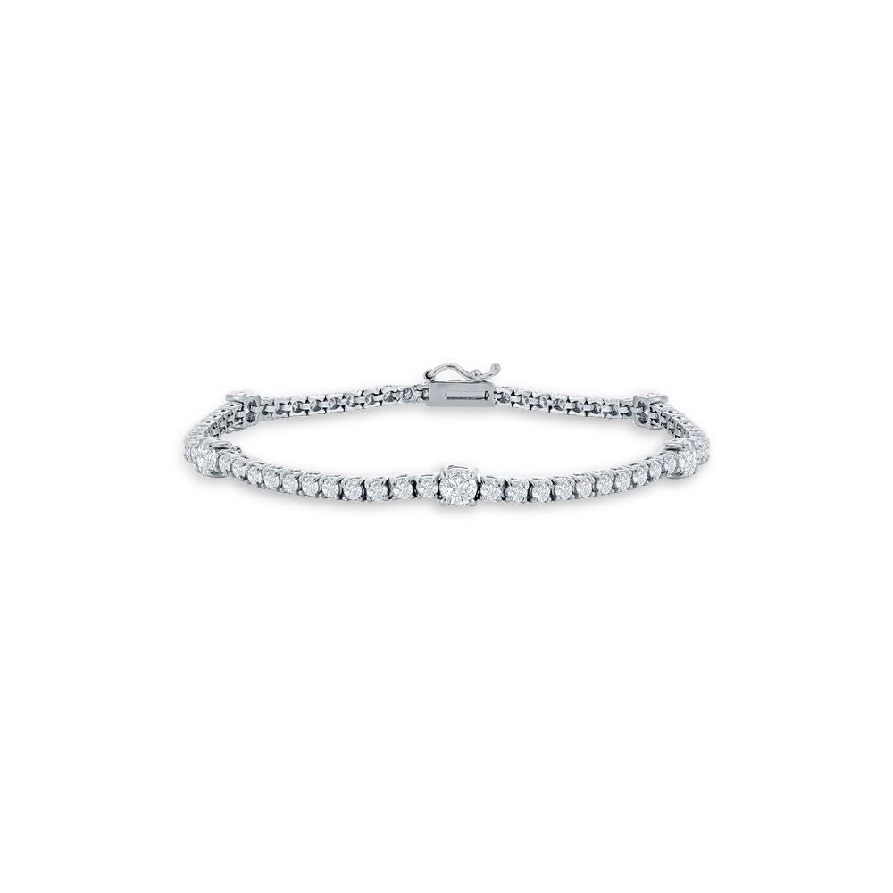 Alternate Round Diamond Tennis Bracelet (3.75 ct.) 4-Prongs Setting in 18K Gold