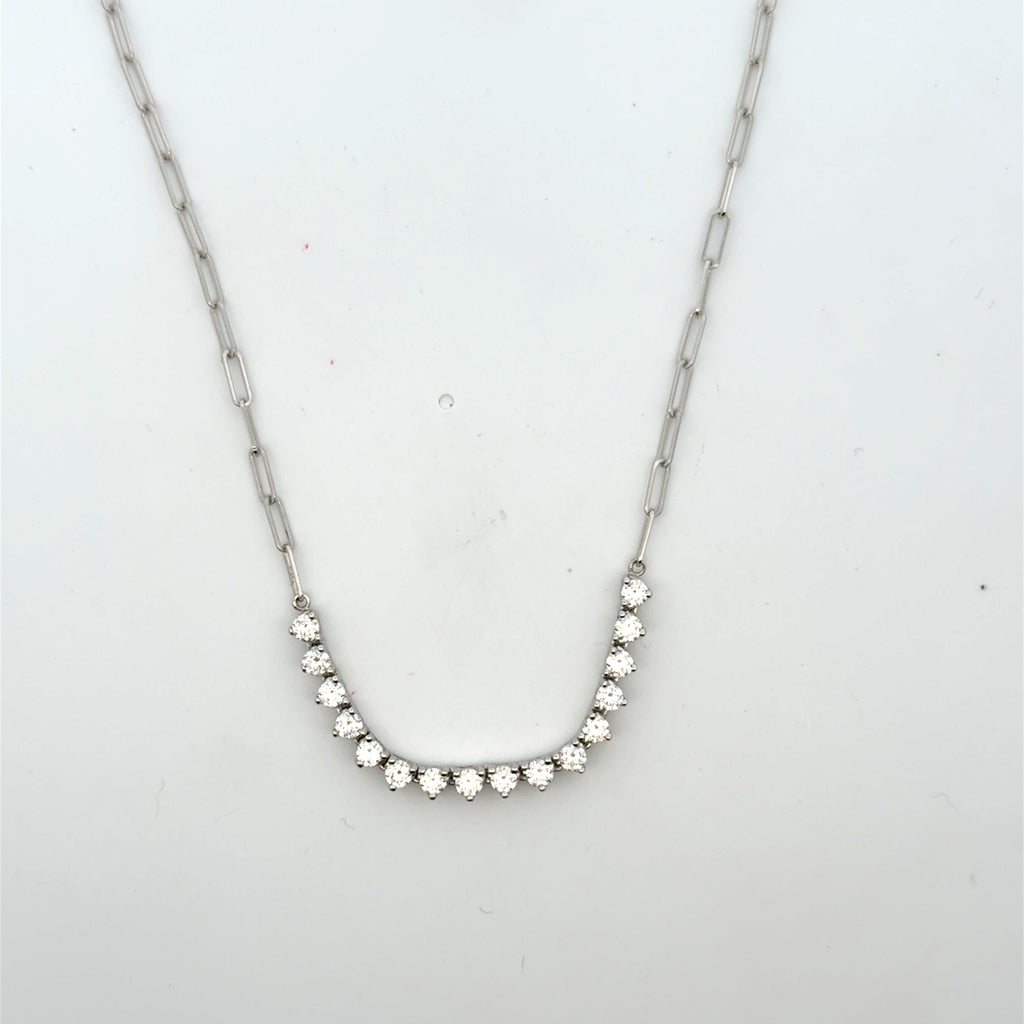 One Of A Kind Paper Clip Chain 3-Prongs Diamond Necklace (1.30 ct.) in 14K Gold