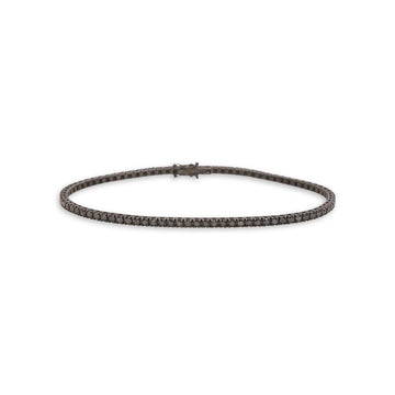 Black Diamond Tennis Bracelet (3.50 ct.) 4-Prongs Setting in 18K Gold, Made in Italy