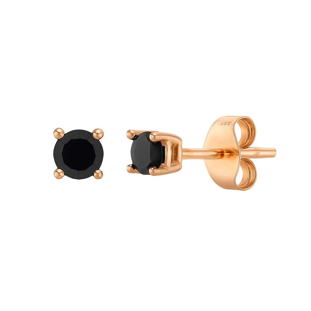 Black Diamond Stud Earrings (0.06 -0.20 ct.) in 14K Gold