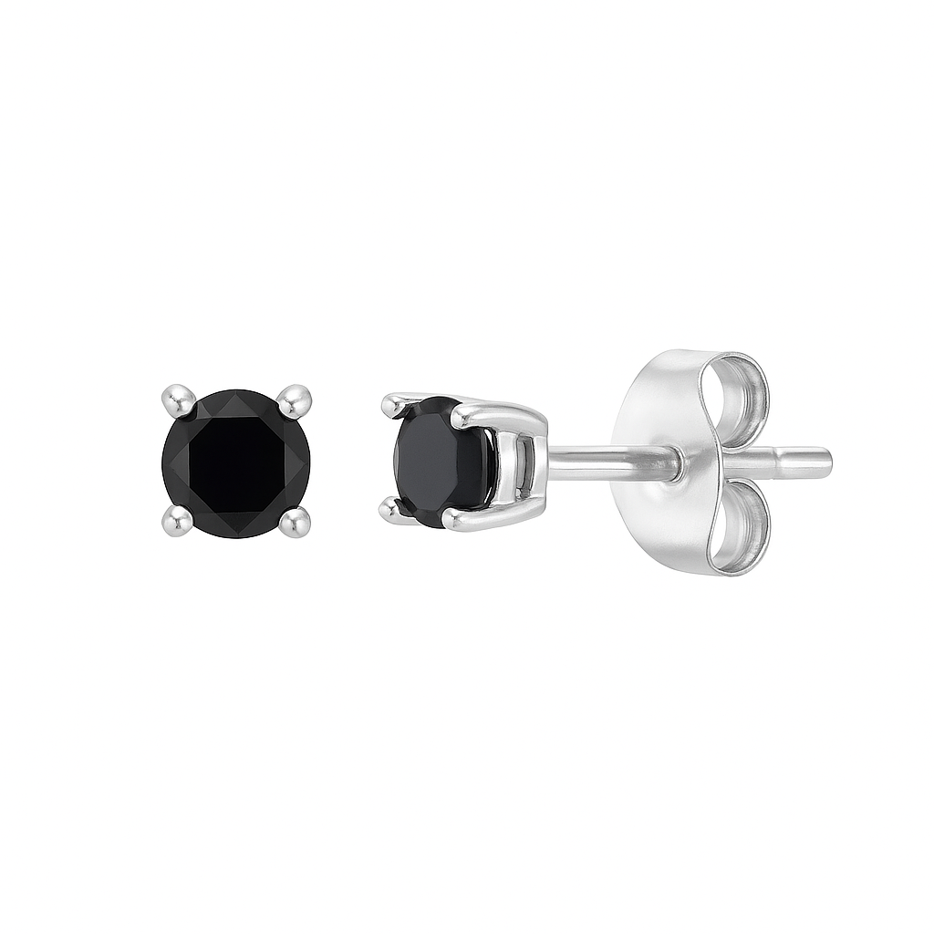 Black Diamond Stud Earrings (0.06 -0.20 ct.) in 14K Gold