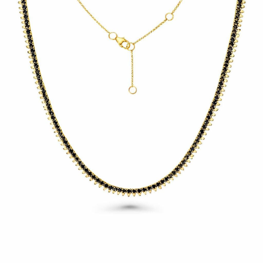 Black & White Diamond Halfway Tennis Choker Necklace (6.15 ct.) in 14K Gold