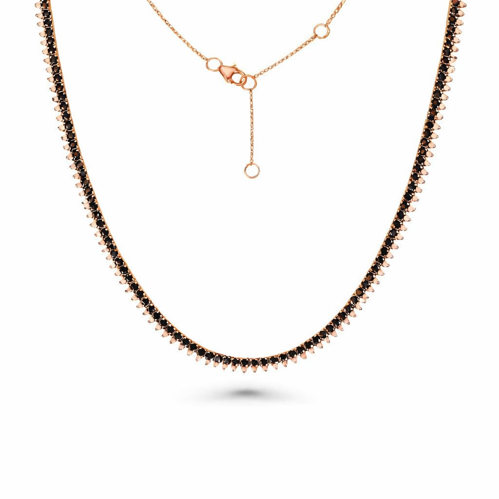 Black & White Diamond Halfway Tennis Choker Necklace (6.15 ct.) in 14K Gold