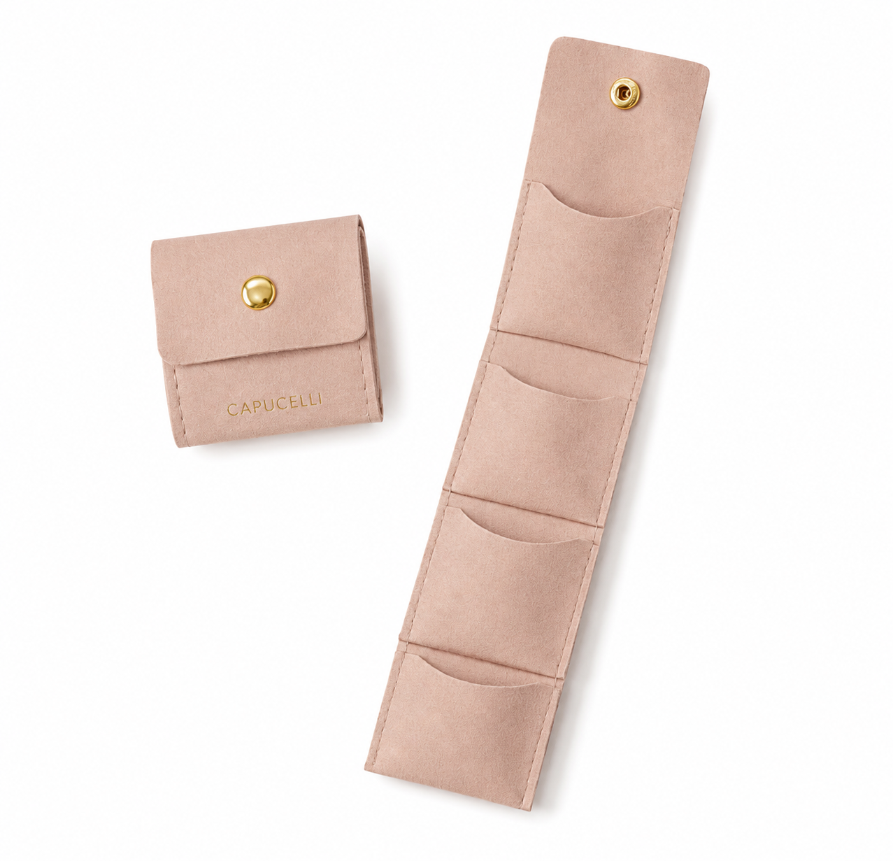 Capucelli Microfiber Portable Travel Snap Bag Jewelry Organizer Roll