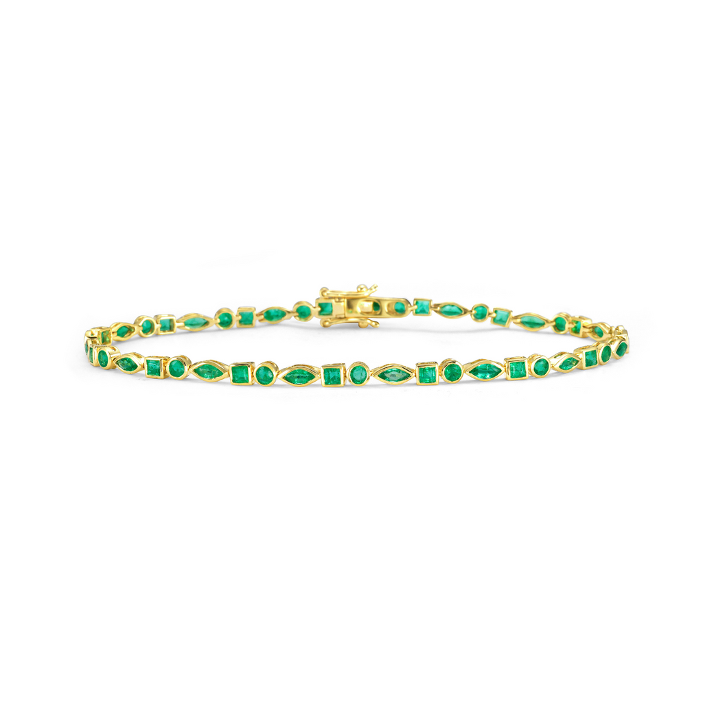 Capucelli Multi Shape Emerald Tennis Bracelet (2.50 ct.) in 14K Gold