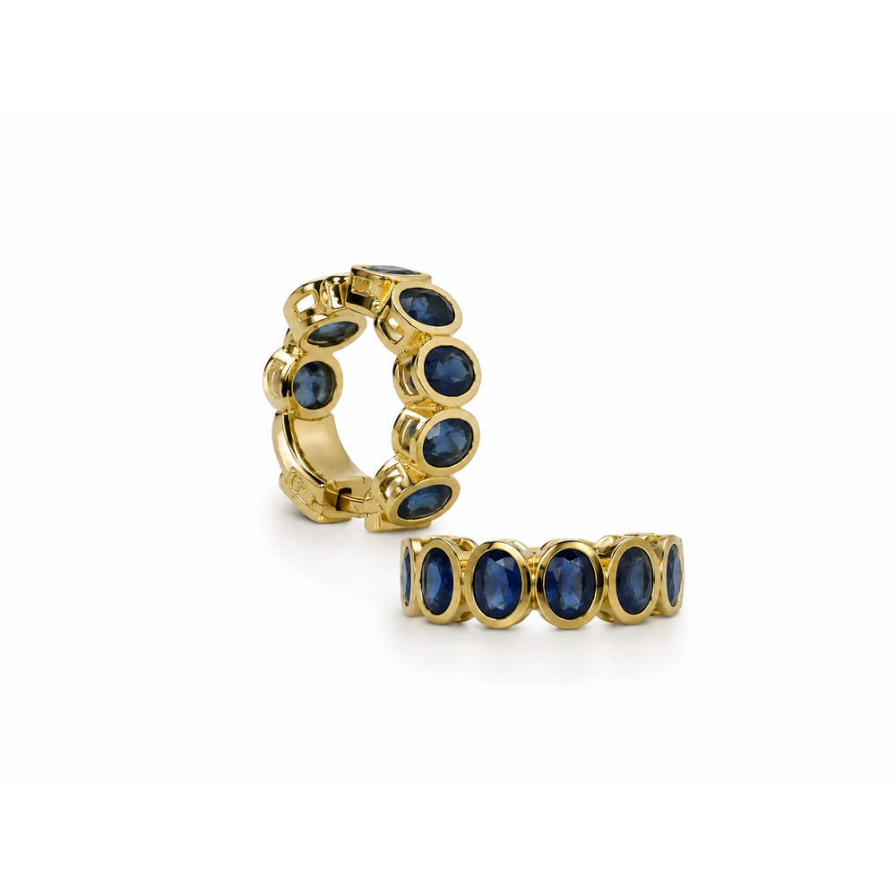 Capucelli Oval Cut Genuine Emerald Inside-Out Bezel Hoop Earrings (3.85 CTW) in 14K Gold