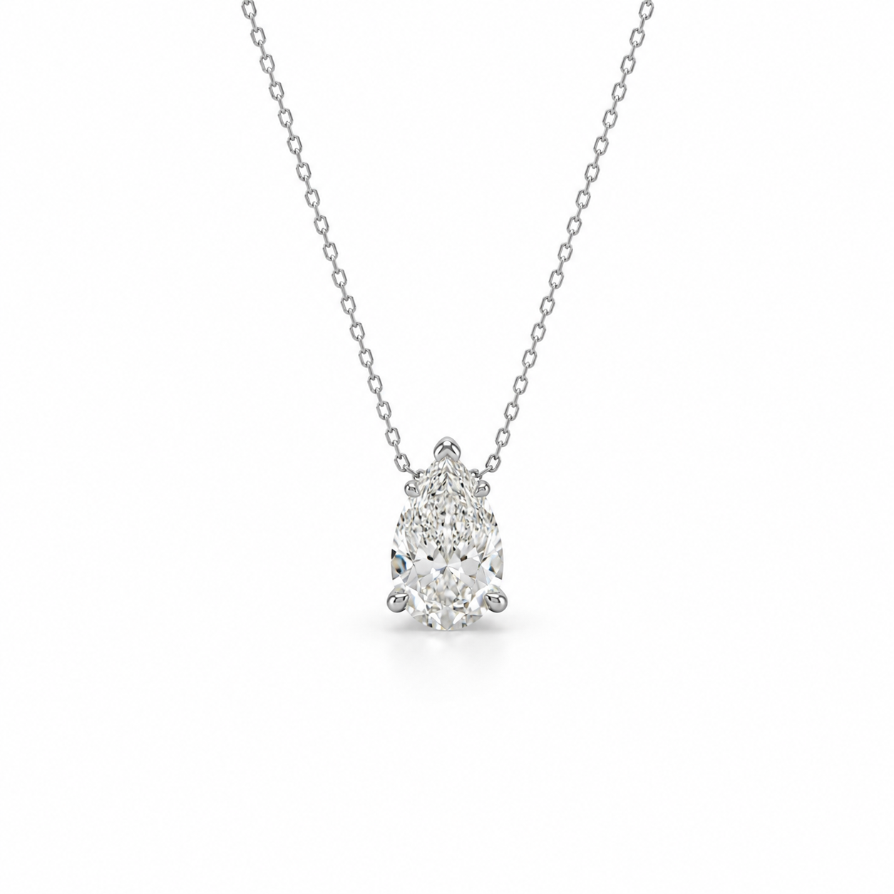Lab Grown Diamond (1.50 Carats) North South Pear Shape Necklace in 14K Gold