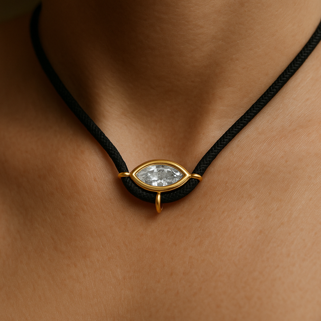 Lab Grown Diamond Marquise Cut (1.50 ct.) Made in Italy Leather Pendant Necklace