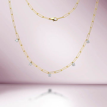 Dangling Diamond Paper Clip Necklace (0.90 ct.) in 14K Gold