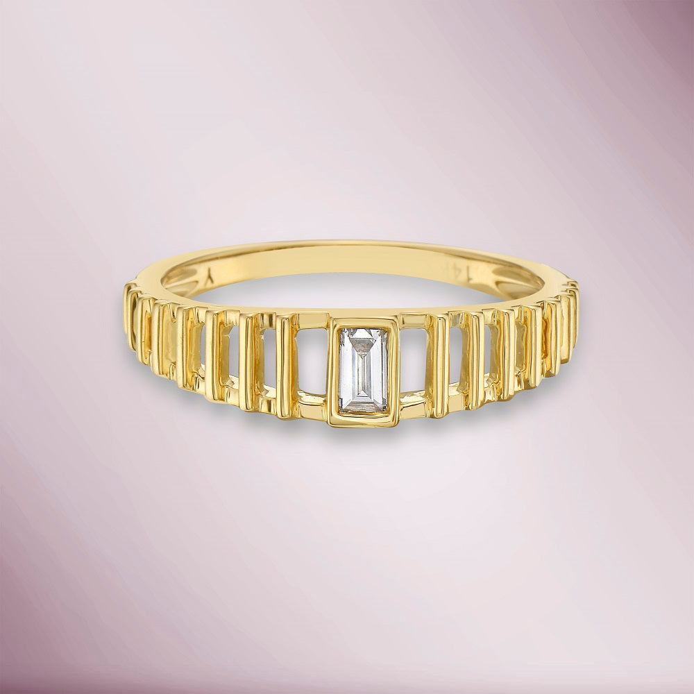 Diamond Baguette Solitaire Ring (0.10 ct.) Bezel Set in 14K Gold
