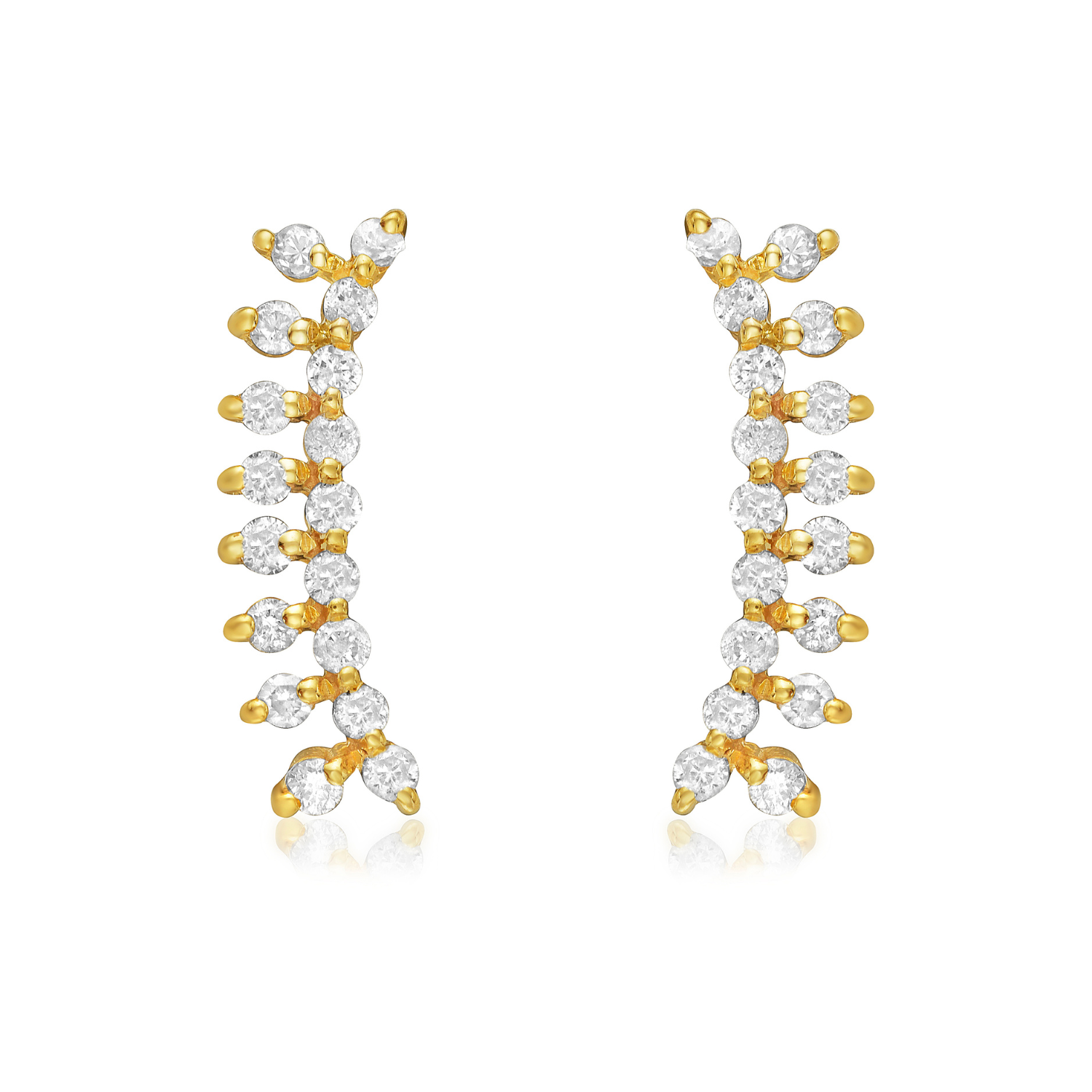 Diamond Curve Climber Earrings (0.20 ct.) in 14K Gold 