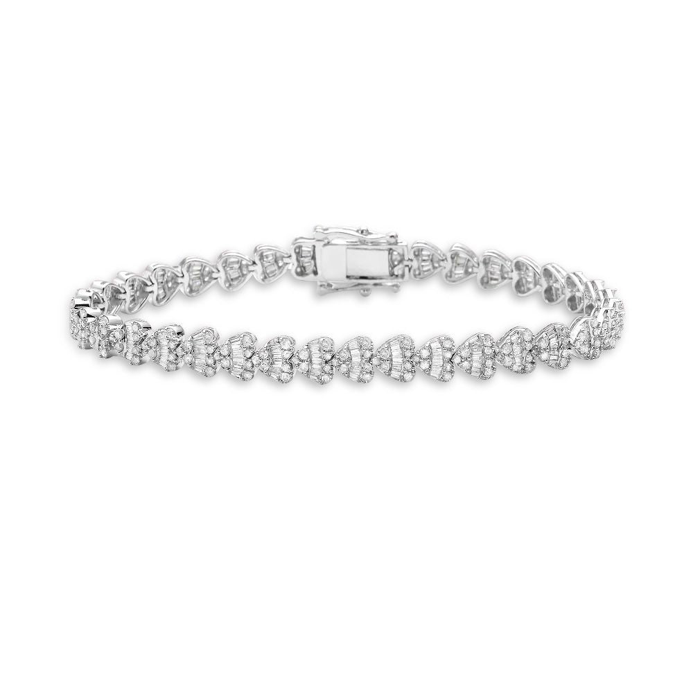 Diamond Heart Shape Tennis Bracelet (2.80 ct.) in 14K Gold