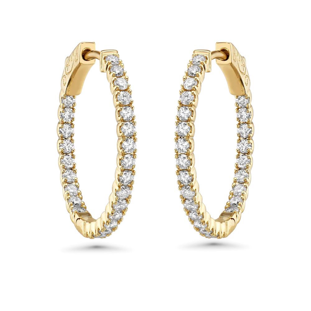 Diamond Inside-Out 0.75'' Hoop Earrings (1.10 ct.) 2.00 mm in 14K Gold