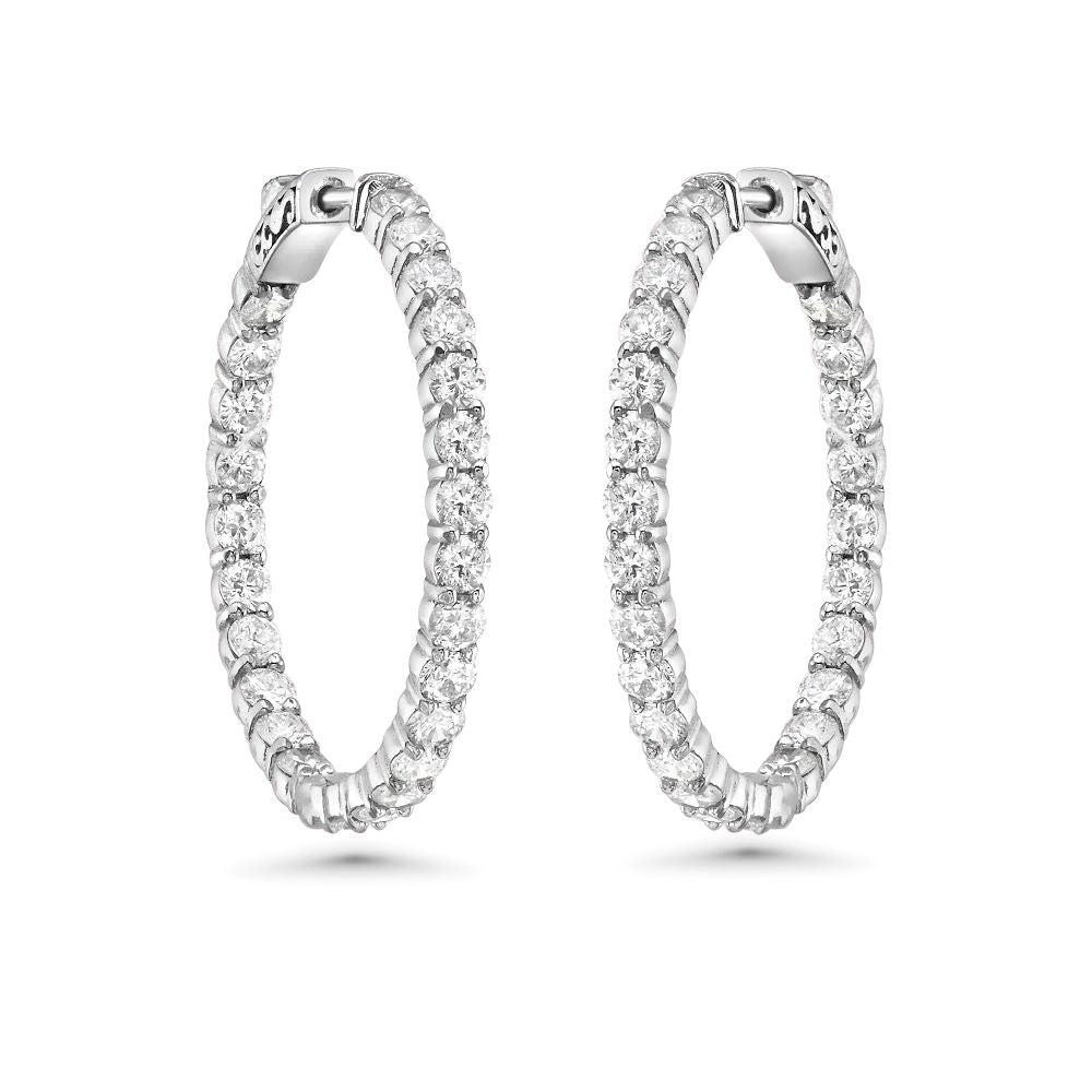 Diamond Inside-Out 1.00'' Hoop Earrings (4.00 ct.) 2.8 mm in 14K Gold