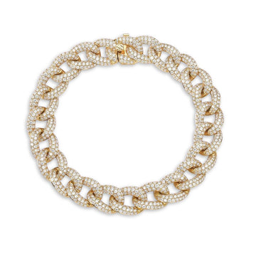 Diamond Link Bracelet (7.36 ct.) Pave' Setting in 14K Gold