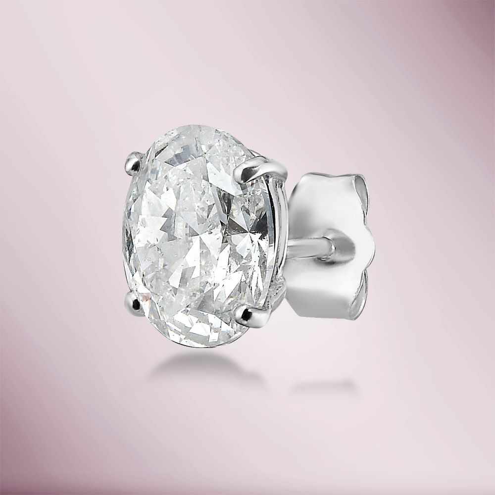 Diamond Oval Shape Studs Earrings (3.05 ct.) in 14K Gold