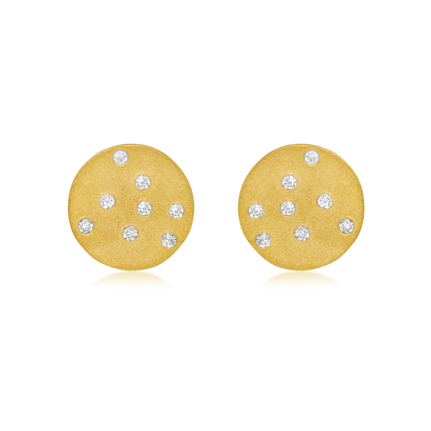 Capucelli 0.40'' Diamond Round Shape Disc Earrings (0.15 ct.) in 14K Gold
