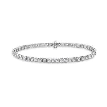 Diamond Square Bezel Tennis Bracelet (1.50 ct.) 1.75 mm 4-Prongs Setting in 14K Gold