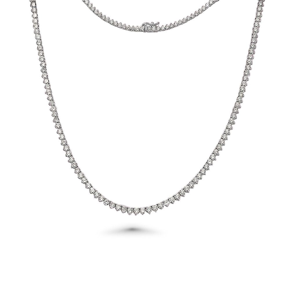 Diamond Tennis Necklace (10.30 ct.) 2.7 mm 3-Prongs Setting in 14K Gold