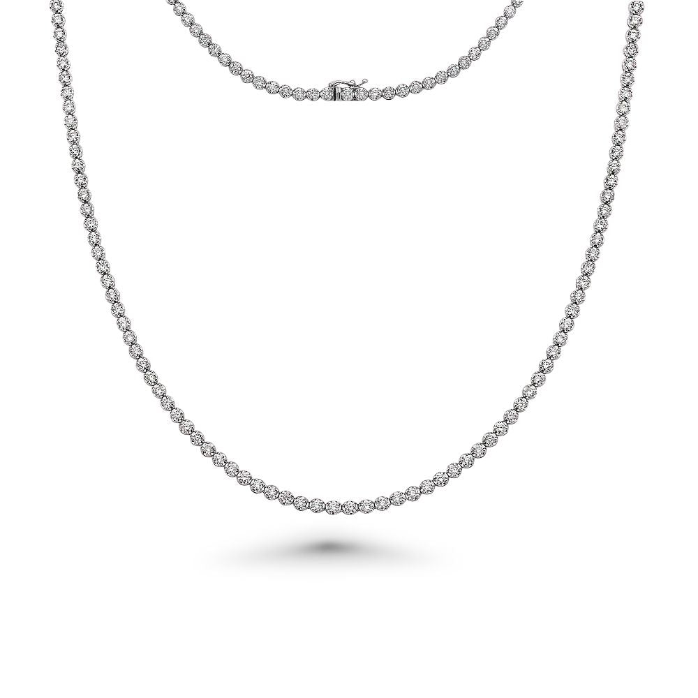 Diamond Tennis Necklace (11.00 ct.) Buttercup Setting in 14K Gold
