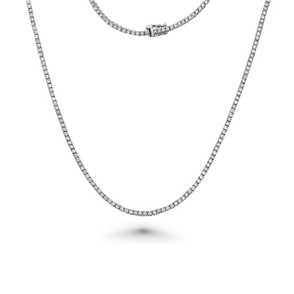 Diamond Tennis Necklace ( 20.50 ct.) 3.8 mm 4-Prongs Setting in 14K Gold
