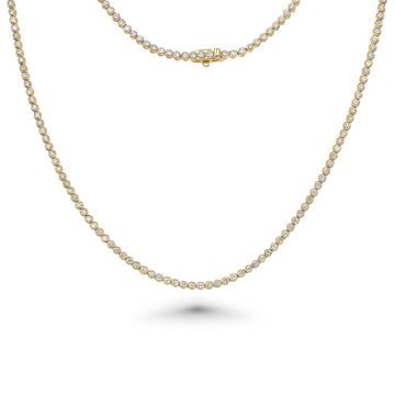 Diamond Tennis Necklace (5.50 ct.) 3.80 mm Bezel Setting in 14K Gold