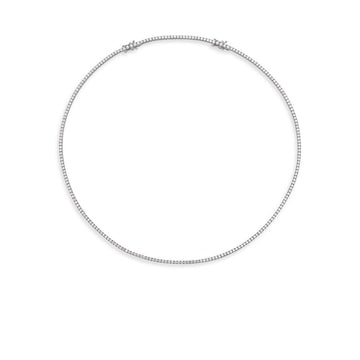 Diamond Tennis Necklace (3.30 ct.) 1.6 mm 4-Prongs Setting in 18K Gold + Chain Extender, Made in Italy