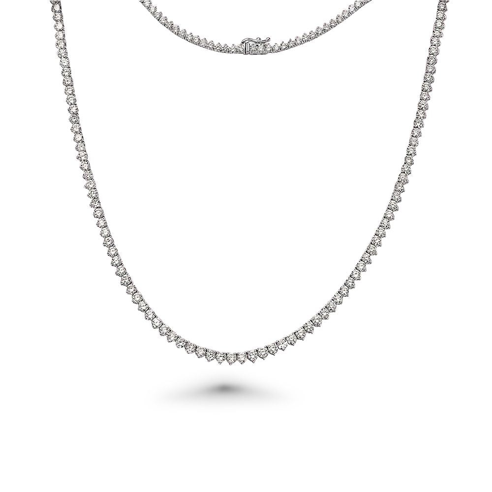 Diamond Tennis Necklace (3.50 ct.) 1.6 mm 3-Prongs Setting in 14K Gold