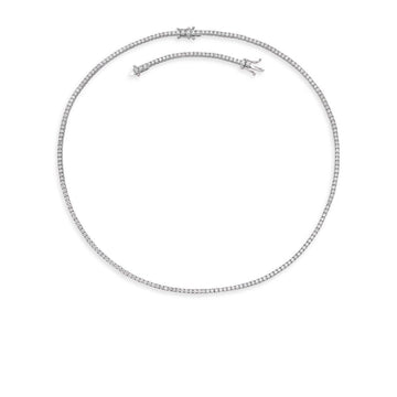 Diamond Tennis Necklace (3.50 ct.) 2 mm 4-Prongs Setting in 18K Gold + Chain Extender, Made in Italy