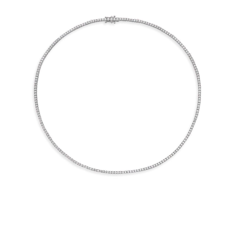 Diamond Tennis Necklace (4.00 ct.) 1.70 mm 4-Prongs Setting in 14K Gold, Made in Italy