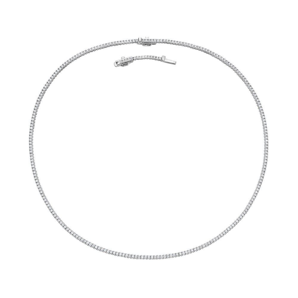 Diamond Tennis Necklace (4.00 ct.) 2.2 mm 4-Prongs Setting in 14K Gold + 2'' Chain Extender