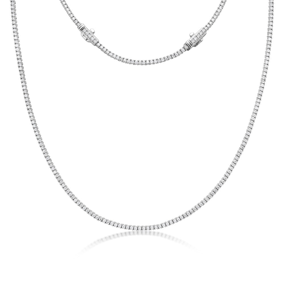 Diamond Tennis Necklace (4.00 ct.) 2.2 mm 4-Prongs Setting in 14K Gold + Chain Extender