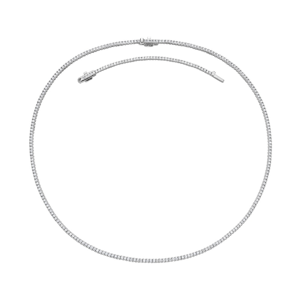 Diamond Tennis Necklace (4.00 ct.) 2.2 mm 4-Prongs Setting in 14K Gold + 2'' Chain Extender