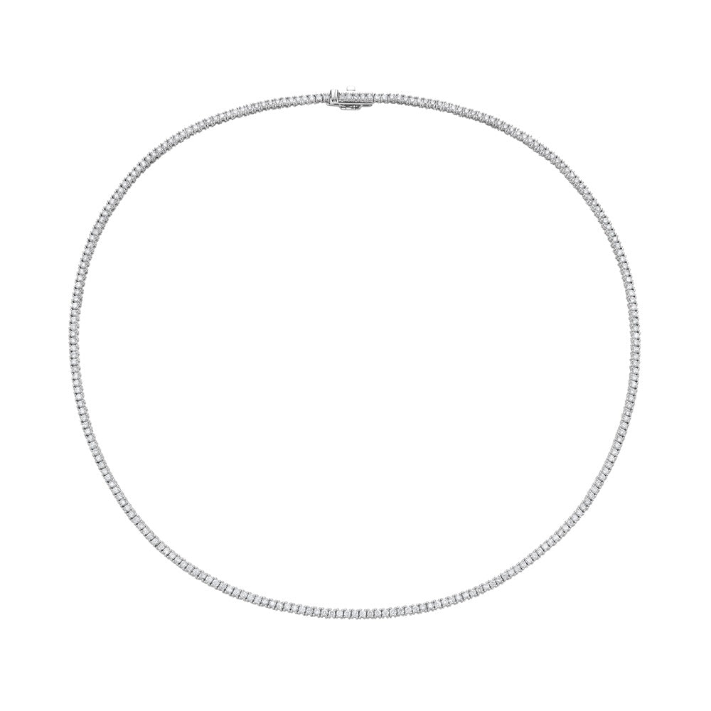 Diamond Tennis Necklace (4.00 ct.) 2.2 mm 4-Prongs Setting in 14K Gold + Chain Extender