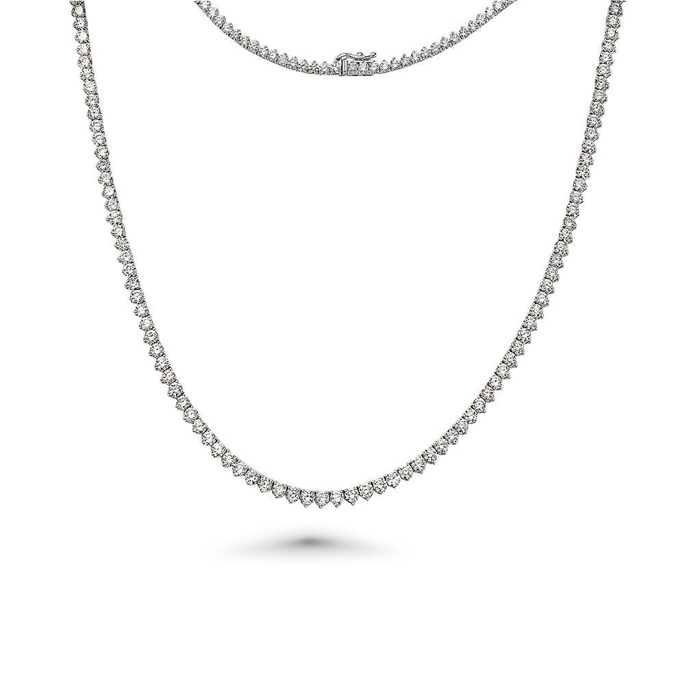 Diamond Tennis Necklace (4.50 ct.) 1.7 mm 3-Prongs Setting in 14K Gold